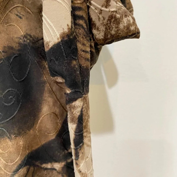 Clientele Smoky Tie-Dye 3/4-Sleeve Brown and Cream Women's L Shirt - Picture 7 of 16